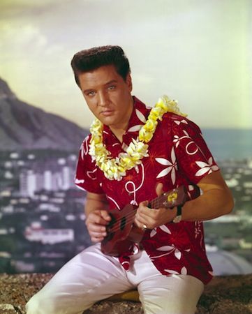 Elvis with a plumeria lei, a red carnation lei would have been much better or Ilima Elvis Presley Blue Hawaii, Elvis Cakes, Elvis Today, Elvis Presley Movies, Suspicious Minds, Ace Ventura, Hawaiian Print Shirts, Jailhouse Rock, Heartbreak Hotel