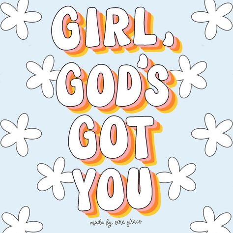 Evie Grace on Instagram: “Girl, God’s got you! He has a plan for you now and in the future. He’ll be by your side in the good times and the bad. You are fearfully…” Gods Got You, By Your Side, Cute Quotes, Good Times, Digital Illustration, Good Things, How To Plan, Quotes, Instagram