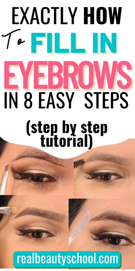 Natural Eyebrows Tutorial, Brows Makeup Tutorial, Thick Eyebrows Natural, Easy Eyebrows, Brow Makeup Tutorial, Fill In Eyebrows, Eyebrows Natural, Eyebrows Tutorial, Eyebrows At Home