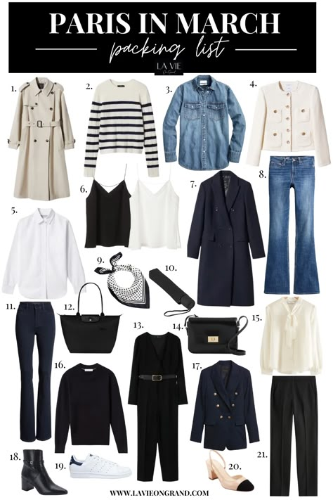 Paris In March - What To Pack | LaVieOnGrand Paris Night Life Outfit, Paris In March Packing List, Paris Outfit In March, European Work Fashion, Paris 2023 Fashion, What To Pack For Paris In March, Outfits For Paris In March, Cute Outfits For Women Over 50, What To Wear In Paris In March