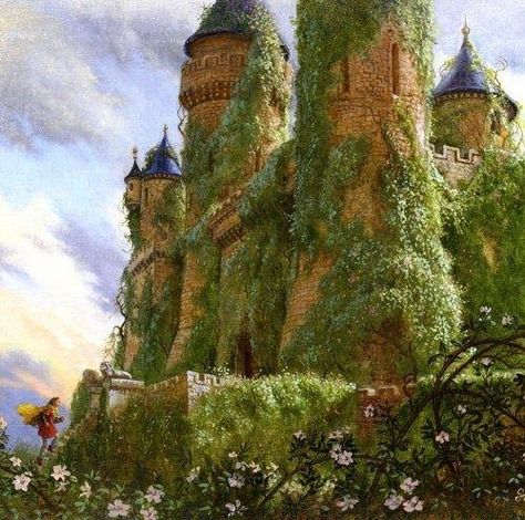 Ivy covered Castle Ancients Paladin, Ruth Sanderson, Ella Enchanted, Enchanted Castle, Castle Aesthetic, Dnd Stuff, Abandoned Castles, Fantasy Worlds, Royal Aesthetic