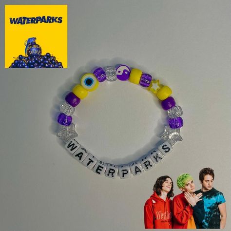 Waterparks Kandi Bracelet 

- handmade by me!... - Depop Double Kandi Bracelet, Kandi Ideas, Double Dare, Kandi Bracelets, Bracelet Handmade, The Album, Water Park, Handmade Bracelets, Elastic