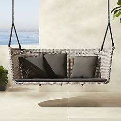 Grove Hanging Loveseat Swing White Hanging Chair, Traditional Loveseat, Natural Sofas, Modern Outdoor Sofas, Teak Lounge Chair, Modern Patio Furniture, Patio Loveseat, Dance Tutorial, Lindy Hop