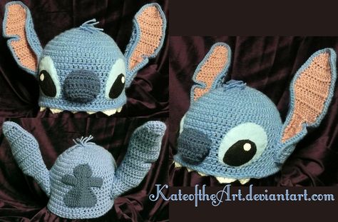 Crochet Disney Stitch Hat Free Pattern, Disney Crochet Hat Patterns Free, Lilo And Stitch Crochet Hat Pattern Free, Crochet Stitch Hat Disney, Crochet Stitch Disney, Disney Crochet Hats, Stitch Crochet Hat, Alien Crochet, Eeyore Pictures