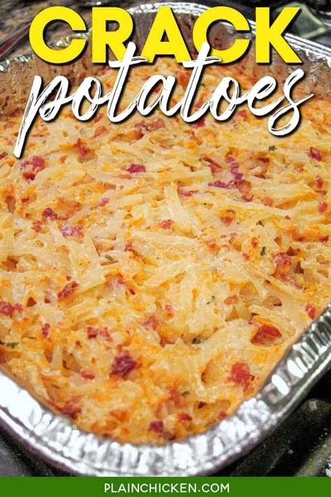 Cracked Potatoes, Potatoes Recipes Easy, Appetizers Potato, Shredded Hashbrown Recipes, Hash Brown Recipes, Frozen Hashbrown Recipes, Potato Dinner Recipes, Ranch Dip Mix, Plain Chicken Recipes