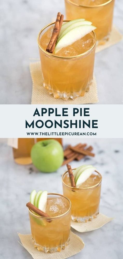 This apple pie moonshine cocktail really resembles the flavors of apple pie. A cozy blend of apple goodness and a touch of spice. Apple Pie Moonshine Drinks Cocktails, Apple Moonshine Cocktails, Apple Pie Moonshine Cocktail, Moonshine Drinks, Stone Fruit Sangria, Apple Pie Moonshine Drinks, Apple Pie Drink, Autumn Beverages, Apple Pie Moonshine Recipe