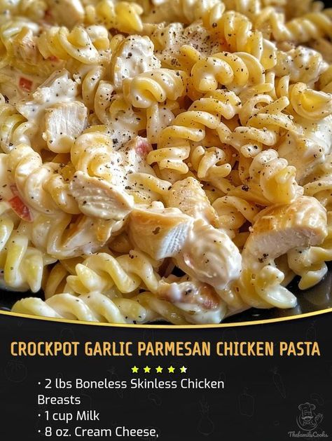 Crockpot Garlic Parmesan Chicken Pasta, Crockpot Garlic Parmesan Chicken, Parmesan Garlic Sauce, Garlic Parmesan Chicken Pasta, Parmesan Chicken Pasta, Chicken Parmesan Pasta, Buffalo Wild, Slow Cooked Chicken, Buffalo Wild Wings