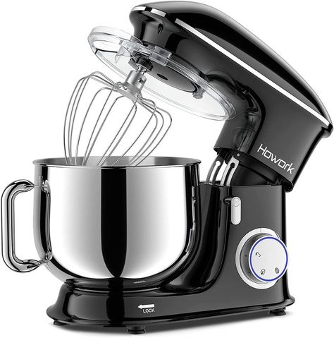 HOWORK 8.5QT Stand Mixer, 660W Tilt-Head 6+0+P-Speed Kitchen Dough Mixer, Planetary Mixing Electric Kitchen Mixer With Dough Hook, Beater & Egg Whisk, Dishwasher Safe (8.5 QT, Black) Dough Mixer, Electric Kitchen, Bowl With Handle, Head Stand, Stainless Steel Bowl, Kitchen Mixer, Stand Mixer, Kitchen Aid Mixer, Small Kitchen Appliances