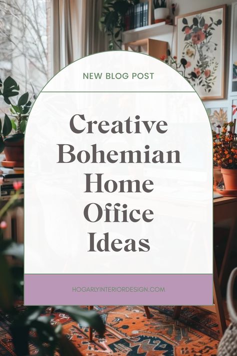 This pin showcases creative bohemian home office decor ideas featuring eclectic styles, bringing together textiles, color, and inspiration for a productive environment. Boho Office Decor Ideas, Bohemian Office Decor Ideas, Bohemian Home Office Ideas, Bohemian Workspace, Artist Home Office, Home Office Color Scheme, Bohemian Office Space, Boho Office Ideas, Office Color Palette