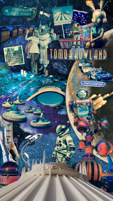 #tomorrowland #disney #disneyworld #disneyland #space #galaxy #future #retro #retrofuturism Tomorrowland Aesthetic, Tomorrowland Disney, Disneyland Tomorrowland, Future Retro, Planet Coaster, Gangsta's Paradise, Disney Posters, Space Galaxy, Disney Dream