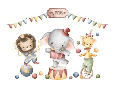 Stellaart Author Portfolio | Freepik Freepik Illustration, Baby Safari Animals, Baby Room Pictures, Circus Animals, Illustration Cute, Animal Graphic, Boy Shower, Watercolor Animals, Safari Animals