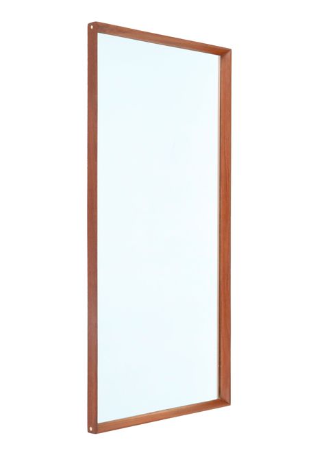 Listed on VNTG.com: Danish minimalist mirror with teak frame & brass bolts, 1960s | #vntg #vintage Minimalist Mirror, Entrance Mirror, Minimalist Mirrors, Mid Century Mirror, Teak Mirror, Wall Mirror With Shelf, Bamboo Canes, Teak Wall, Red Mirror