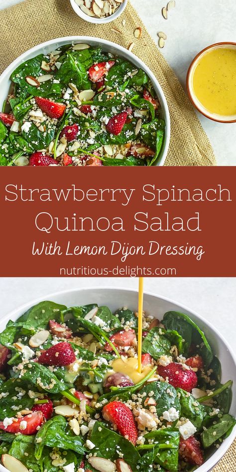 Spinach Quinoa Salad, Quinoa Spinach Salad, Perfect Quinoa, Lemon Quinoa, Meal Inspiration, Strawberry Spinach, Berry Salad, Spinach Strawberry Salad, Superfood Salad