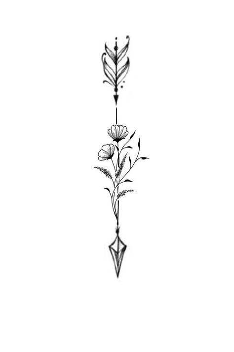 Tattoo Ideas Arrow Design, Arrow Tattoos Design, Arrow With Angel Wings Tattoo, Ladys Tattoos Ideas, Womens Arrow Tattoo, Virgo Arrow Tattoo, Female Arrow Tattoo, Flowers And Arrows Tattoo, Virgo Spine Tattoos For Women