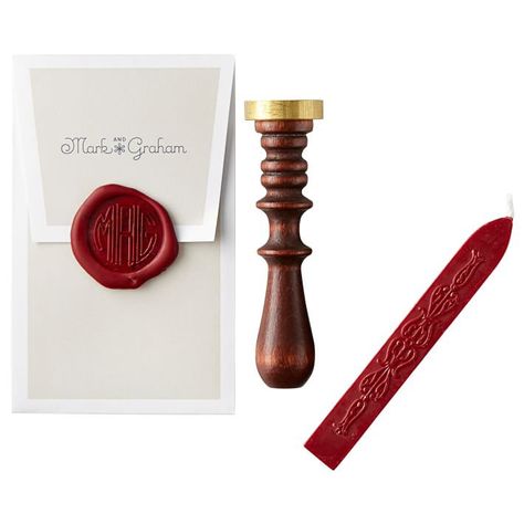 Pin for Later: Name-Drop With These Monogrammed Gifts Under $50  Monogram Wax Seal Set ($49) Monogram Wax Seal, Stick O, Corporate Christmas Gifts, Monogrammed Stationery, Mark And Graham, Gifts For Colleagues, Stationery Store, Holiday Gift Wrap, Make Your Mark