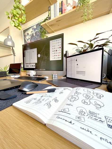 Graphic Design Workspace by Mathieu in France Designer Desk Workspaces, Graphic Designer Workspace, Desktop Setup Ideas, Graphic Design Workspace, Graphic Designer Office, Graphic Designer Desk, Design Workspace, Graphic Design University, Graphic Design Careers