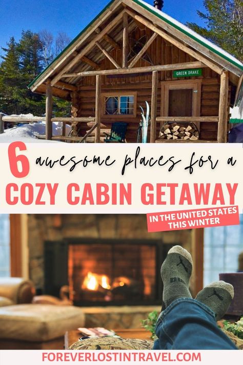 Winter is almost over, but there's still time to get a cozy cabin getaway in the United States wilderness. Discover some remote cabins in quiet areas away from the city, and truly relax for a weekend. Here are my picks for the best cozy winter cabin getaways around the USA #USAtravel #travel #foreverlostintravel #cabingetaway #USAcabins #cabinlife #wintergetaway #springbreak Cozy Cabin Getaway, Best Winter Getaways In Us, Destination Wedding Usa, Couple Cabin Getaway, Romantic Cabin Getaway, Romantic Winter Getaways, Cozy Winter Cabin, Vacations In The Us, North America Travel Destinations