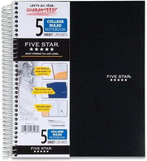 Old school favorite of mine and now my daughters Five Star Notebook, Notebook Study, College Ruled Paper, College Notebook, Ink Bleed, College Supplies, Colorful Notebooks, School Bag Essentials, School Supplies Shopping