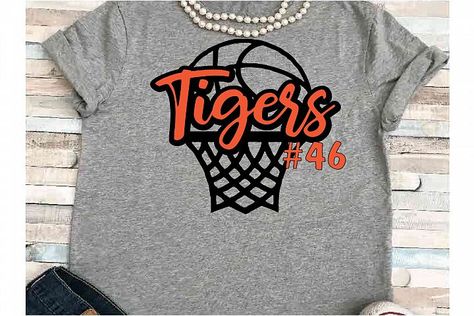 Basketball Printable, Tigers Basketball, Basketball Shirt Designs, Team Spirit Shirts, Basketball Mom Shirts, Basketball Svg, Spirit Shirts, Basketball Mom, Basketball Shirts