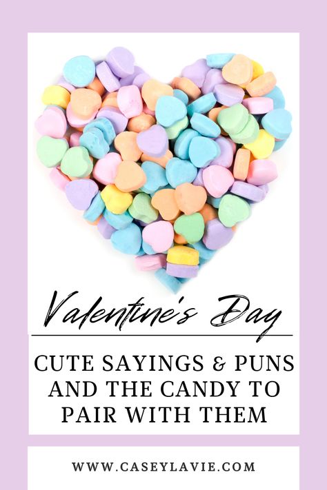 These are the cute phrases and puns perfect for Valentine's Day WITH the candy or snack to pair them with. They make great Valentine's for kids, and grown-ups too looking for inexpensive Valentine's Day gift ideas. Valentines Puns For Him, Snack Puns For Boyfriend, Non Food Valentines, Candy Puns For Boyfriend, Cheesy Valentines Puns, Valentine Food Puns, Valentine’s Day Puns, Valentines Gift For Boyfriend Candy Puns, Candy Heart Sayings Funny