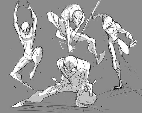 Spider-Man sketching Super Hero Poses Drawing, Poses For Men Drawing, Spiderman Action Poses, Nargyle Art, Spider-man Poses, Dynamic Art Poses, Animation Job, Spidey Poses, Spider Man Poses