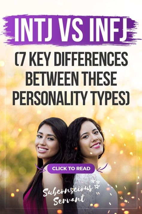 Both INFJs and INTJs are introverted, intuitive, feeling and judging personalities. However, there are key differences between the two types that can be seen in the way they process information and make decisions. Knowing these differences can help you better understand yourself and others. Infj And Intj, Personality Words, Different Personality Types, Intj Women, Intj And Infj, Cognitive Functions, Spiritual Attack, Intj Personality, Energy Vampires