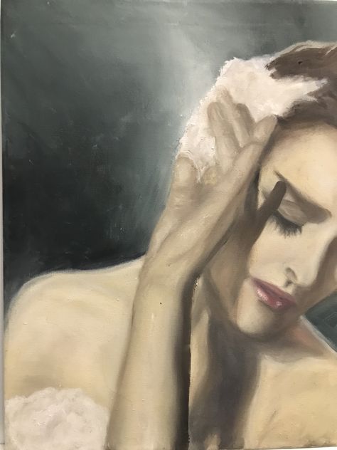 Portrait of Natalie Portman on Black Swan. Oil on canvas. 2017. Black Swan Sketch, Black Swan Drawing, Black Swan Painting, Black Swan Art, Dorm Paintings, Swan Drawing, Swan Painting, Gacha Nox, Dark Swan