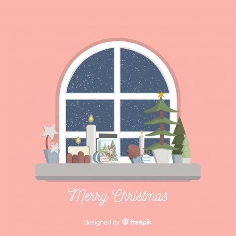 Window christmas background | Free Vector #Freepik #freevector #background #christmas #christmas-tree #christmas-card Christmas Window Illustration, Window Clipart, Window Christmas, Window Illustration, Winter Window, Christmas Illustrations, Background Christmas, Stamp Projects, Christmas Window