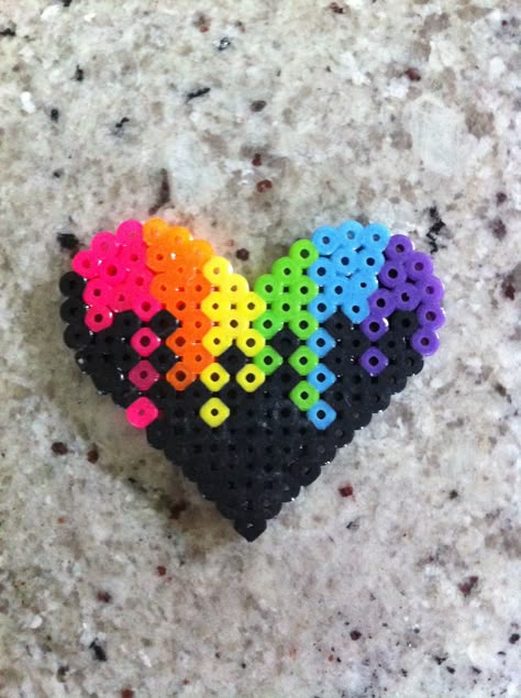 Perler beads colorful heart Perler Bead Designs, Melty Bead Designs, Hamma Beads Ideas, Easy Perler Bead Patterns, Melty Bead Patterns, Art Perle, Hama Beads Design, Hama Bead, Diy Perler Bead Crafts