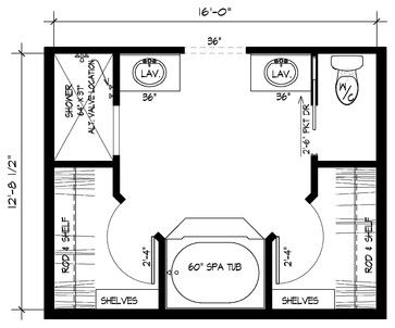 I'm looking for something a little different the cookie cutter for my master bath layout.  I know there's lots of great design and arrangement ideas out there so please share your best with me.  By the way, my style leans more toward contemporary than traditional.  Also, the width of the bath will b... Bathroom Layout Ideas With Closet, Master Bath With 2 Toilets, 12x12 Master Bath And Closet Layout, Perfect Master Bath Layout, Master Bath With Split Vanities, 9x13 Bathroom Layout Master Bath, Primary Bath And Closet Layout, 5 Piece Master Bath Layout, Primary Bathroom Layout Ideas