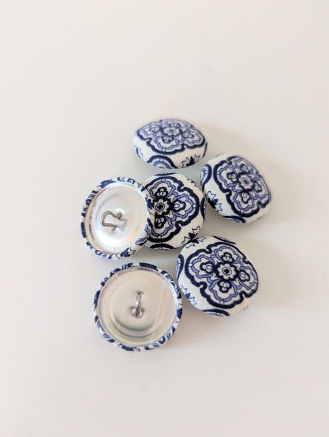 Covered Fabric Buttons 22mm - DIY Crafting Buttons for Sewing, Upholstery, Fashion Accessories Sewing Upholstery, Embellished Clothing, Craft Pricing, Blue And White Fabric, Fabric Buttons, Cotton Poplin Fabric, Bias Binding, Scrap Fabric, Fabric Covered Button