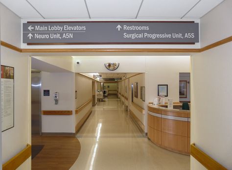 Hospital Corridor, Hospital Sign, Hospital Signs, Sign System, Hospital Interior, Hospital Design, Internal Design, Directional Signs, Care Facility