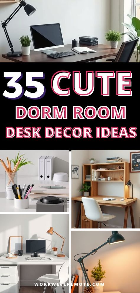 Elevate your dorm room desk with creative dorm room layouts and dorm decor inspiration. Use a chic dorm desk shelf to add personality and keep your study space tidy. Perfect for a dream dorm room! Dorm Room Bookshelf, College Dorm Room Setup, Dorm Desk Decor, Dorm Room Setup, Pretty Dorm Room, Chic Dorm, Dorm Room Desk, Dorm Room Layouts, Dream Dorm Room