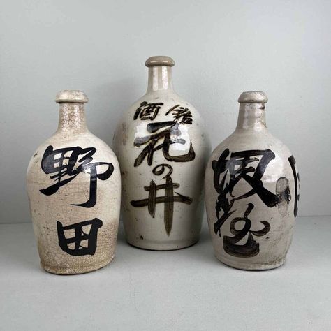 Listed on VNTG.com: Set of 3 Wabi Sabi Sake bottles, Japan 1950s | #vntg #vintage Japan 1950s, Sake Bottle, Wabi Sabi, Vintage Design, Sake, Vintage Designs, Japan, For Sale, Design