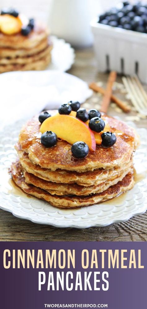 Want to know the recipe of these easy oatmeal pancakes? These cinnamon oatmeal pancakes with fresh fruits and maple syrup are hearty treats to enjoy with the family in the mornings! Follow this pin and make some batch later! Oatmeal Pancakes Easy, Oatmeal Pancake, Pancakes Oatmeal, Oatmeal Pancakes Recipe, Cinnamon Pancakes, Easy Oatmeal, Cinnamon Oatmeal, Oatmeal Pancakes, Savory Cakes