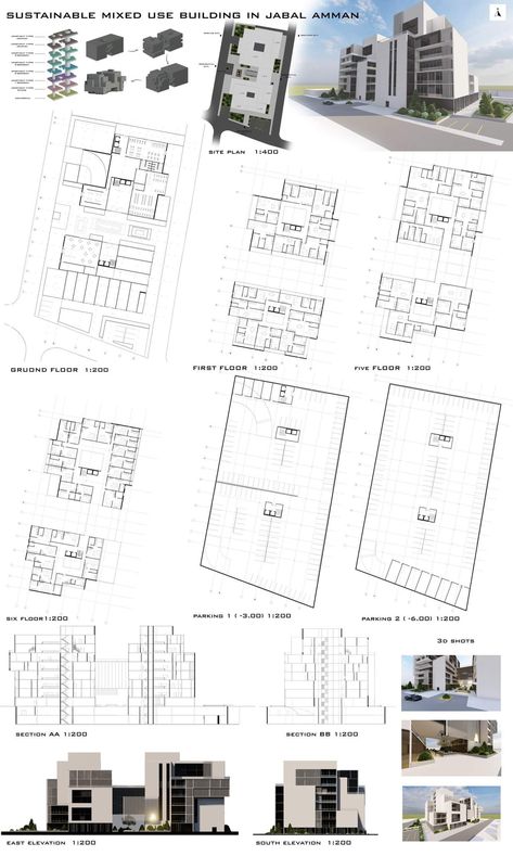 Mid rise building (residential + commercial) final poster Design 5 Mid Rise Building, Architectural Poster, Building Poster, Amman Jordan, Amman, Residential Building, Poster Design, Mid Rise, Arch