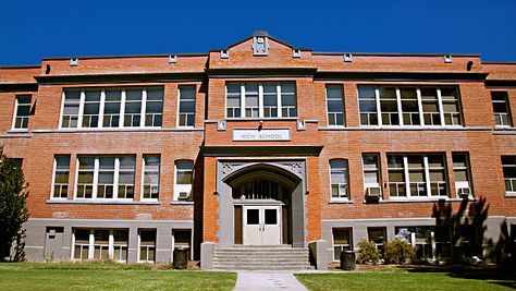 School Building Exterior, High School Entrance, High School Building, School Entrance, School Images, Building Front, Green Background Video, Entrance Design, School Building