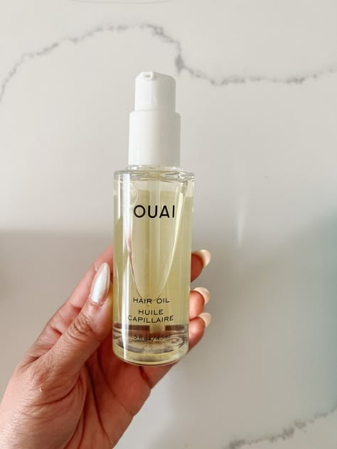 Hair Oil - OUAI curated on LTK Oui Hair Oil, Quai Hair Oil, Hair Oil For Wavy Hair, Haircare Products Aesthetic, Finley Core, Ouai Hair Products, Hair Oil Aesthetic, School Makeup Bag, Hair Heat Protectant