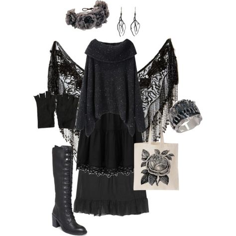 "Winter is coming" by pandora-hydrangea-velours on Polyvore Winter Witch Outfit, Alternative Winter Outfits, Dark Mori Fashion, Winter Witch, Pagan Fashion, Strega Fashion, Dark Mori, Mori Fashion, Mori Kei