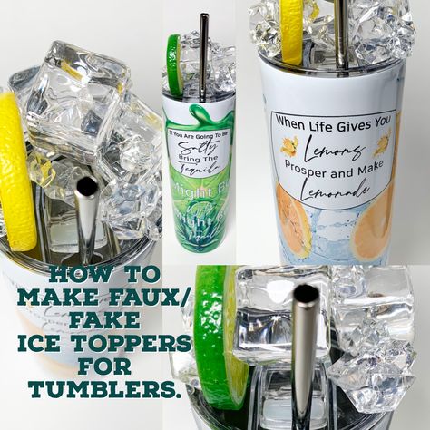 Learn how to make a fake/ faux ice topper for a sublimated tumbler. Follow on youtube channel: Nhia Lee Faux Ice Tumbler, Dome Tumbler Ideas, Ice Topper Tumbler, Diy Tumbler Topper, Tumbler Lid Ideas, Diy Sublimation Tumbler, Tumbler Lid Toppers Diy, Tumbler Toppers Diy, Tumbler Topper Ideas