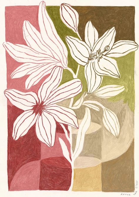 illustration | Atelier Aha Analog Art, Bouquet Illustration, Flowers Drawing, Pottery Painting Designs, Hur Man Målar, Floral Poster, Design Geometric, Flower Illustration, Floral Illustrations