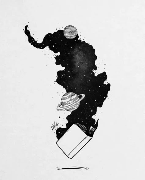 Space Drawing Ideas, Space Drawing, Ink Drawing, Drawing Ideas, Planets, Tattoos, Stars, Books, Art