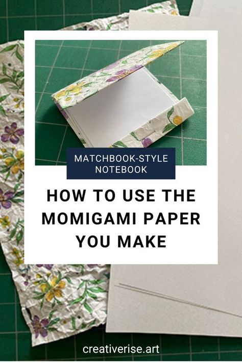 How to use Momigami paper is a great question. The Momigami technique makes fun use of all types of paper and offers endless creations. See how to make this Momigami paper Matchbook-style notebook. Detailed instructions included on the post. Momigami Projects, Momigami Paper Art, Things To Do With Paper, Momigami Paper, Types Of Paper, Paste Paper, Handmade Journals Diy, Homemade Books, Paper Craft Techniques