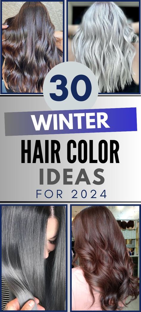 30 Fun Winter Hair Color Ideas & Trends for 2024 Hair Colors For Clear Winter, Fall Silver Hair Color, Brown Hair Colors For Winter, Winter Color Palette Hair Colors, Bright Winter Hair Color Palette, Bright Winter Hair Color Ideas, Winter Season Hair Color, Hair Color For Winter Palette, Hair Colors For Winter 2024