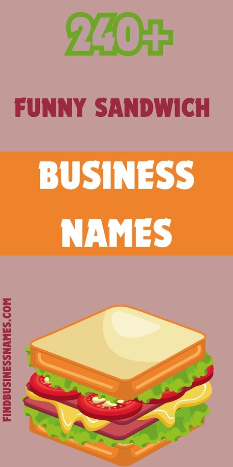 Get inspired by these funny sandwich business names that are sure to make you laugh and leave a lasting impression. 

Perfect for anyone brainstorming catchy and hilarious names for their new sandwich shop! 

#FunnySandwichBusinessNames Food Stall Name Ideas, Sandwich Business, Funny Sandwich, Cafe Names Ideas, Sandwich Names, Sandwich Restaurant, Catchy Names, Sandwich Shop, Arabic Names