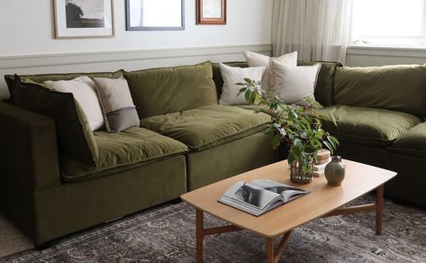 7 Cloud Couch Lookalikes, Get $1000 Off - Best Knockoff Sofas Cozy Modern Couch, Comfy Couches Living Room Cozy, Green Cloud Couch, Joy Bird Couch, Utopia Couch, Cloud Sectional Living Room, Comfortable Couches Living Room, Cozy Couch Aesthetic, Corner Couch Living Room