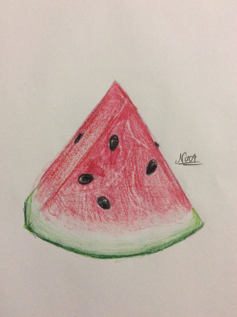 Watermelon Drawing Realistic, Drawing Watermelon, Watermelon Drawing, Cherry Drawing, Abstract Pencil Drawings, Disney Drawings Sketches, Cute Cartoon Images, Summer Watermelon, Pencil And Paper