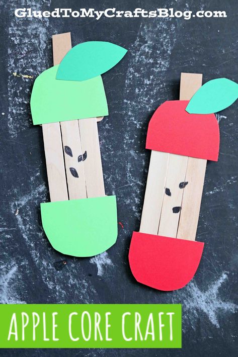 #gluedtomycrafts Popsicle Stick Apple Core – Kid Craft For Fall Nursing Home Activities Crafts, Nursing Home Activities, Apple Preschool, Apple Core, Homeschool Preschool Activities, Apple Craft, Popsicle Crafts, Art Projects For Teens, Seasonal Activities