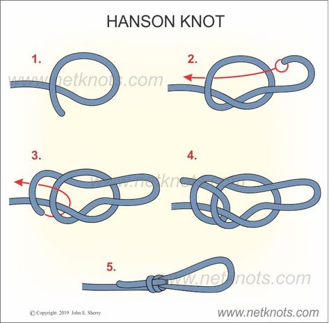 How to tie a Hanson Knot animated and illustrated | Rope Knots by NetKnots Perfection Loop Knot, How To Tie A Keychain Knot, How To Tie A Rope, Hangmans Knot, Prusik Knot, Animated Knots, Lanyard Knot, How To Tie Knots, Scout Knots