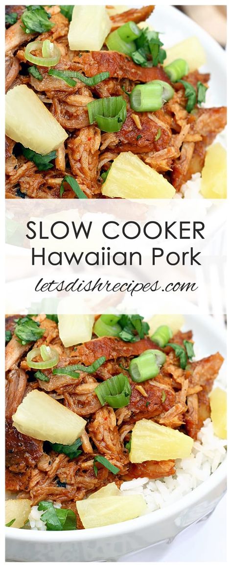 Slow Cooker Hawaiian Pork Recipe: Slow cooked pulled pork in a sweet and tangy pineapple, brown sugar and soy sauce glaze. #pork #slowcooker Hawaiian Pulled Pork, Hawaiian Pork, Pork Pulled, Slow Cooked Pulled Pork, Slow Cooker Recipes Pork, Balsamic Pork, Pulled Pork Tacos, Slow Cooked Pork, Slow Cooker Pulled Pork